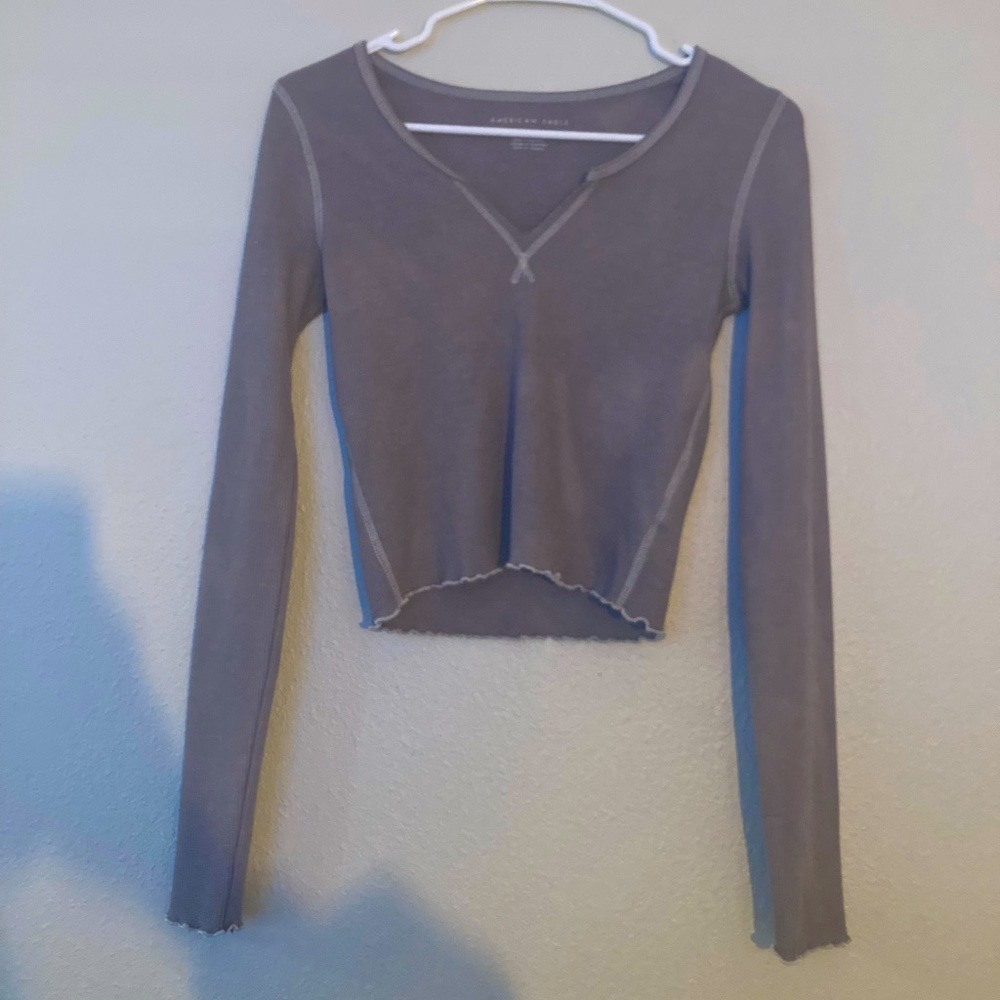 American Eagle lilac waffle long sleeve
